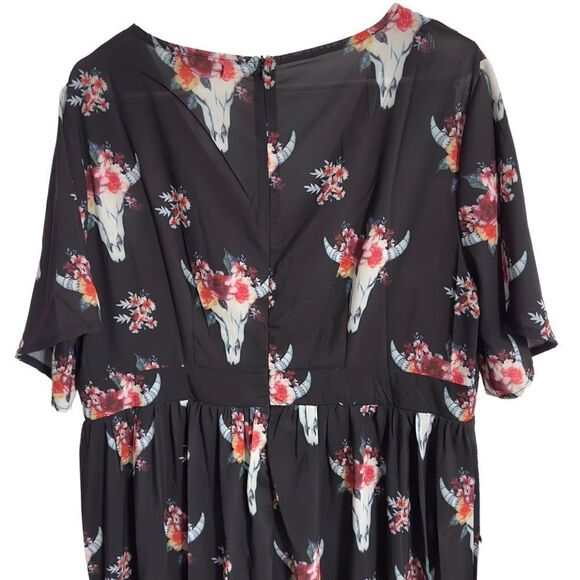 MISSLOOK Black Floral Maxi Dress Size 2XL - Picture 4 of 13